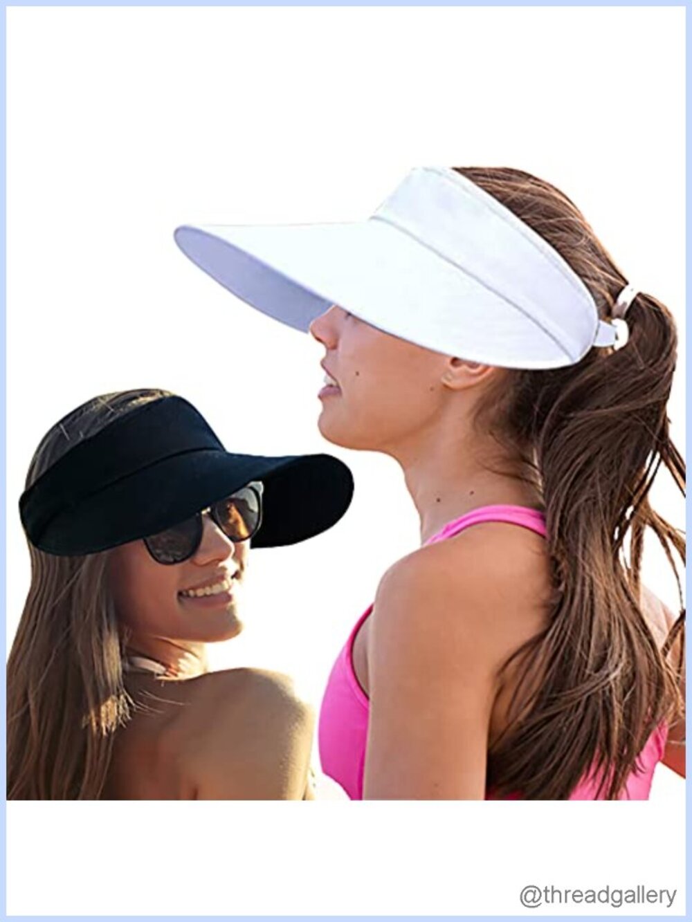 Wide Brim Sun Visor Hat Women Large UV Protective Golf Beach Cap 2PCS
